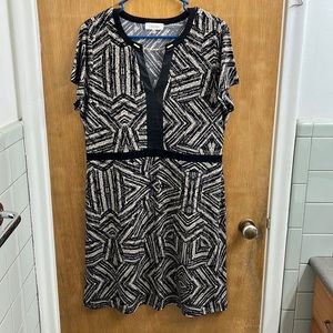 Calvin Klein Geometric Pleather-Trimmed Dress